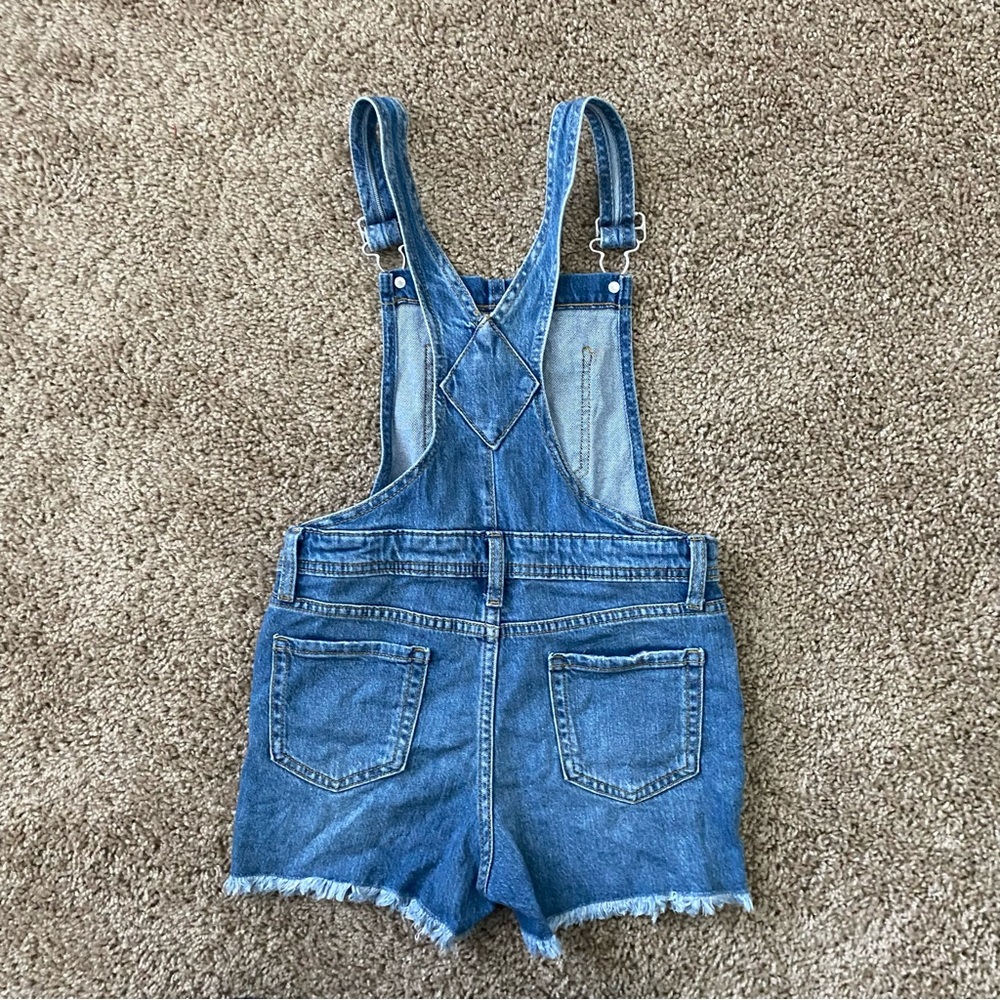 Girls Medium Wash Cat and Jack Distressed Shortall - Picture 2 of 3